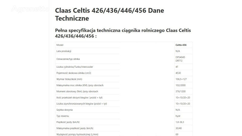 mesin Claas Celtis 456 [CZĘŚCI MECHANICZNE]
